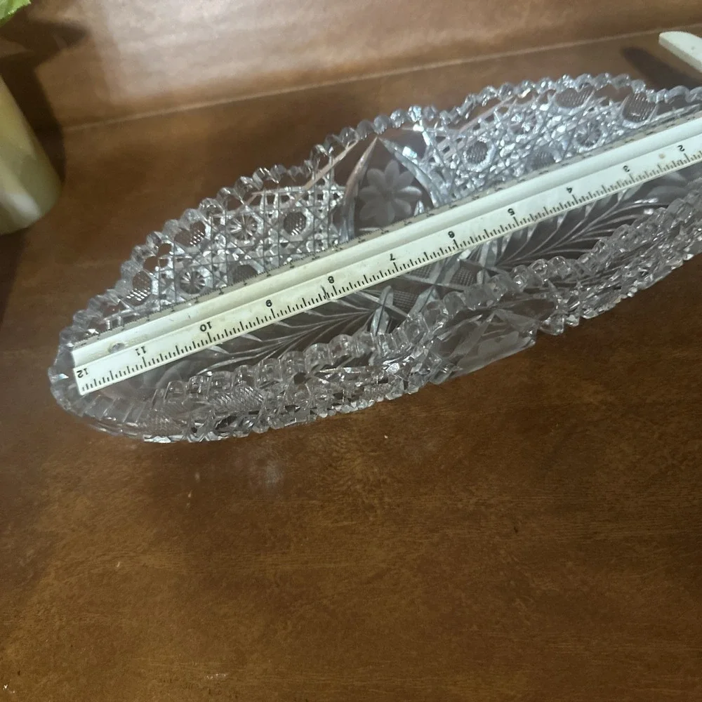 Vintage American Brilliant Period Cut Crystal Glass Relish Celery Dish